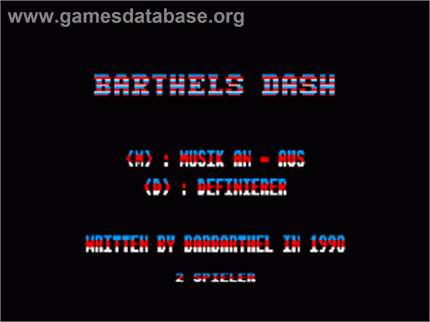 Barthels Dash - Amstrad CPC - Artwork - Title Screen