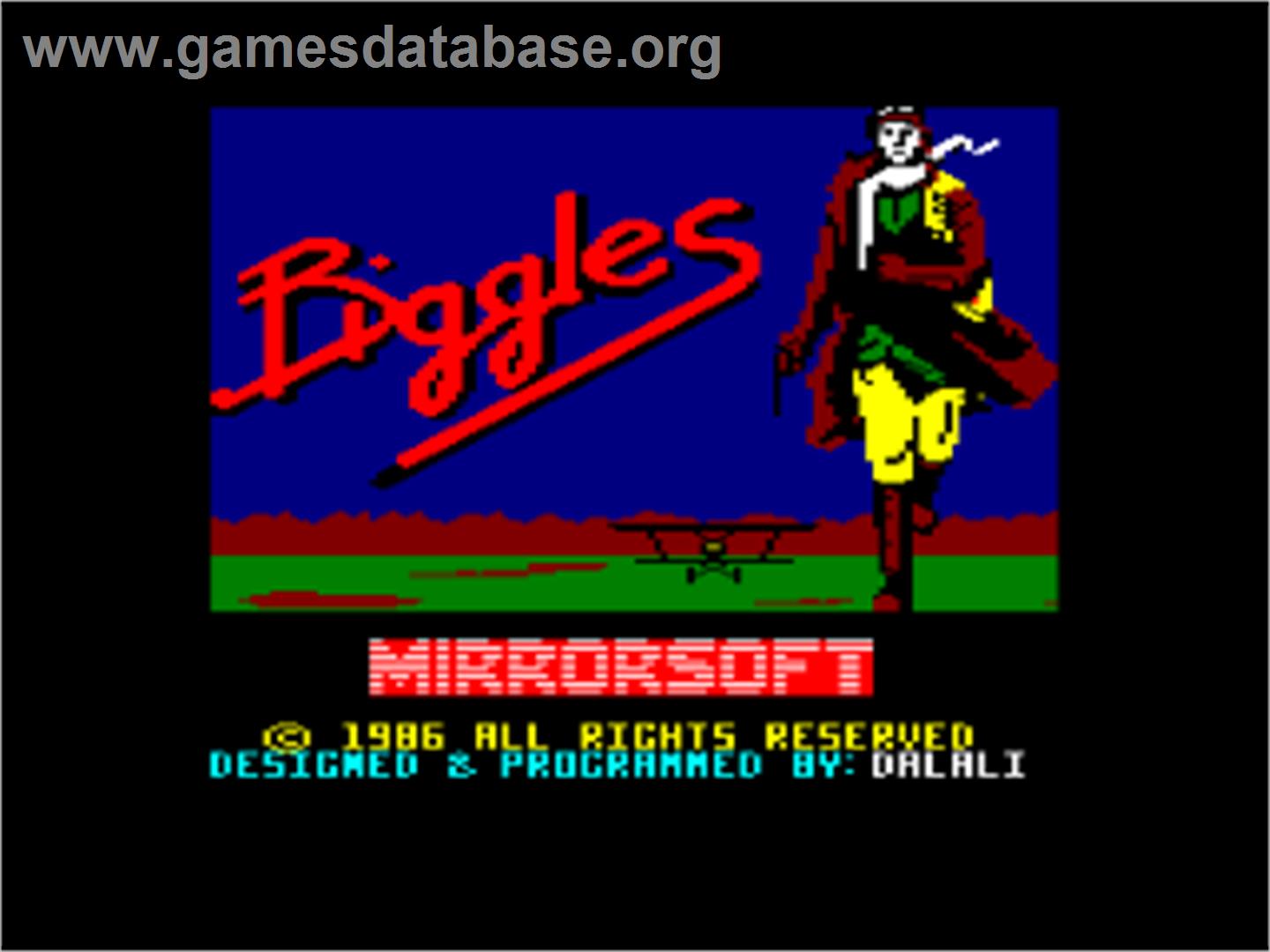 Biggles - Amstrad CPC - Artwork - Title Screen