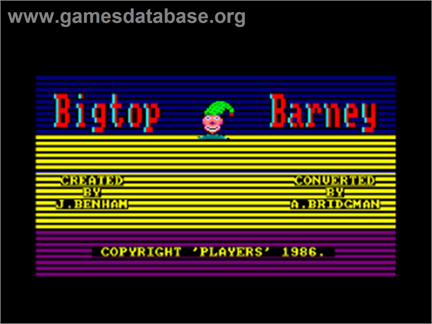 Bigtop Barney - Amstrad CPC - Artwork - Title Screen