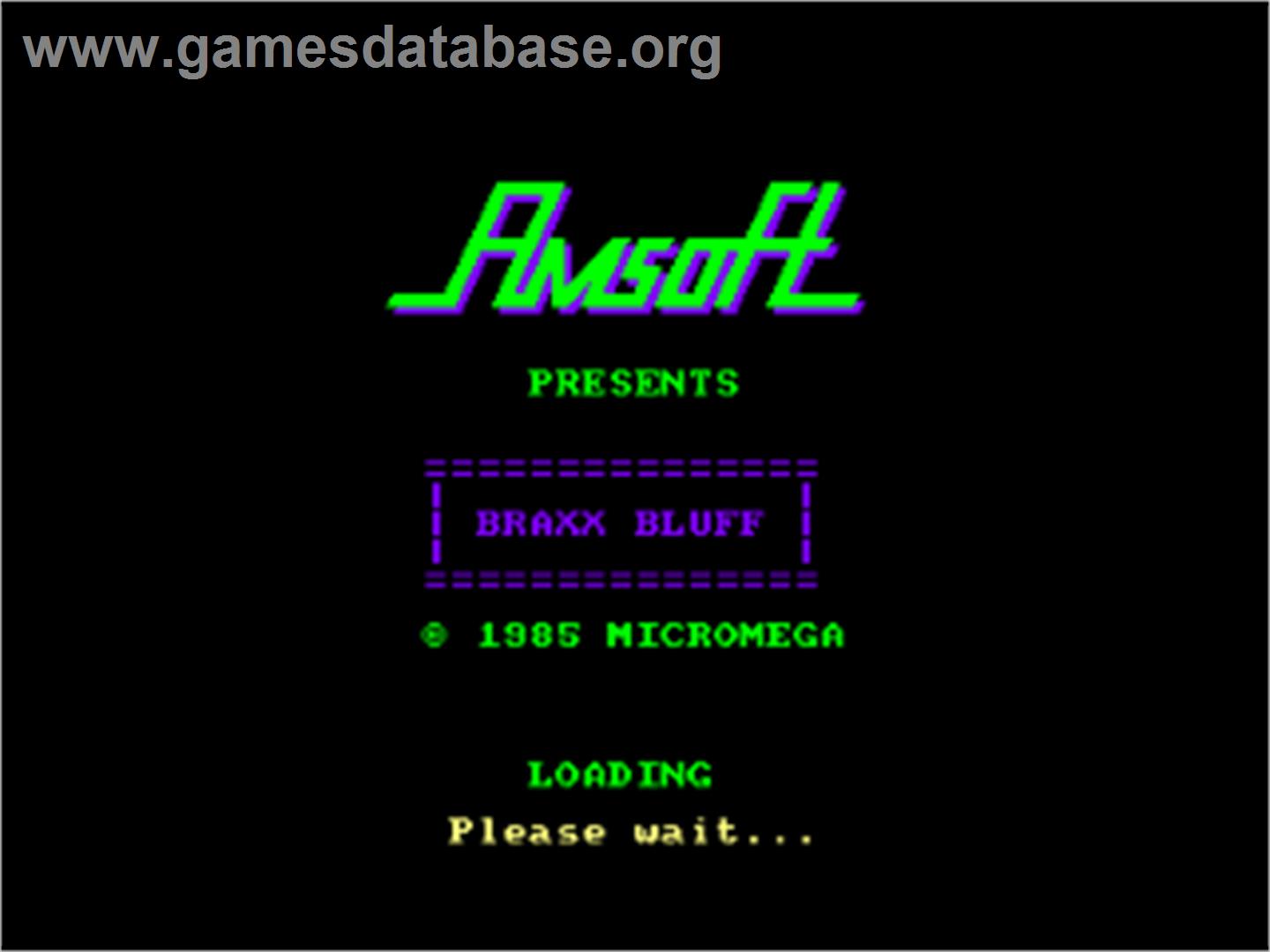 Braxx Bluff - Amstrad CPC - Artwork - Title Screen