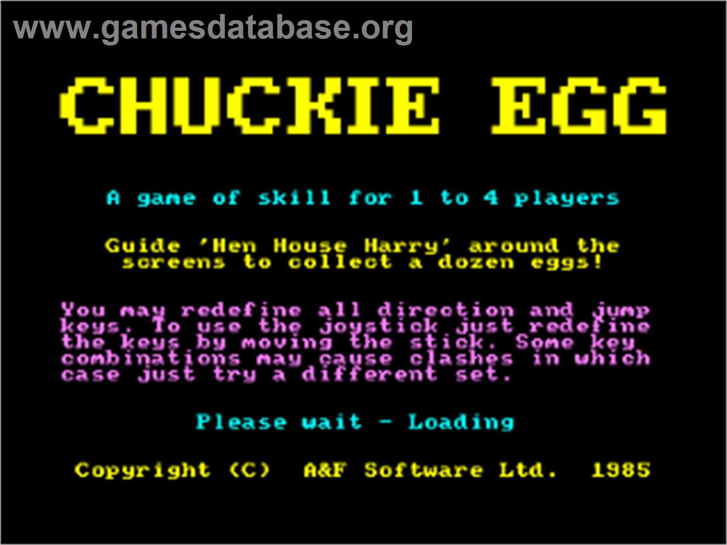 Chuckie Egg - Amstrad CPC - Artwork - Title Screen