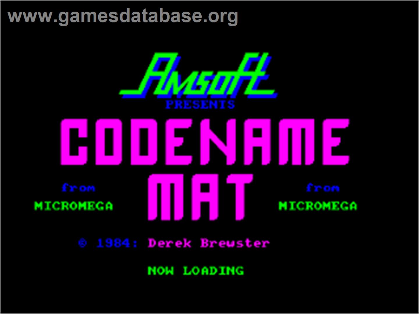 Codename Mat - Amstrad CPC - Artwork - Title Screen
