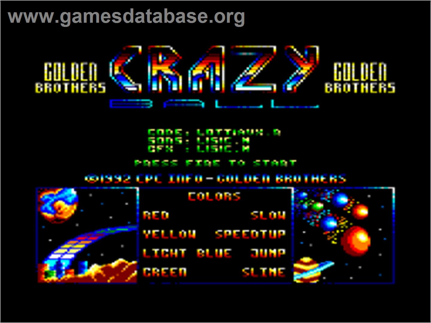 Crazy Ball - Amstrad CPC - Artwork - Title Screen