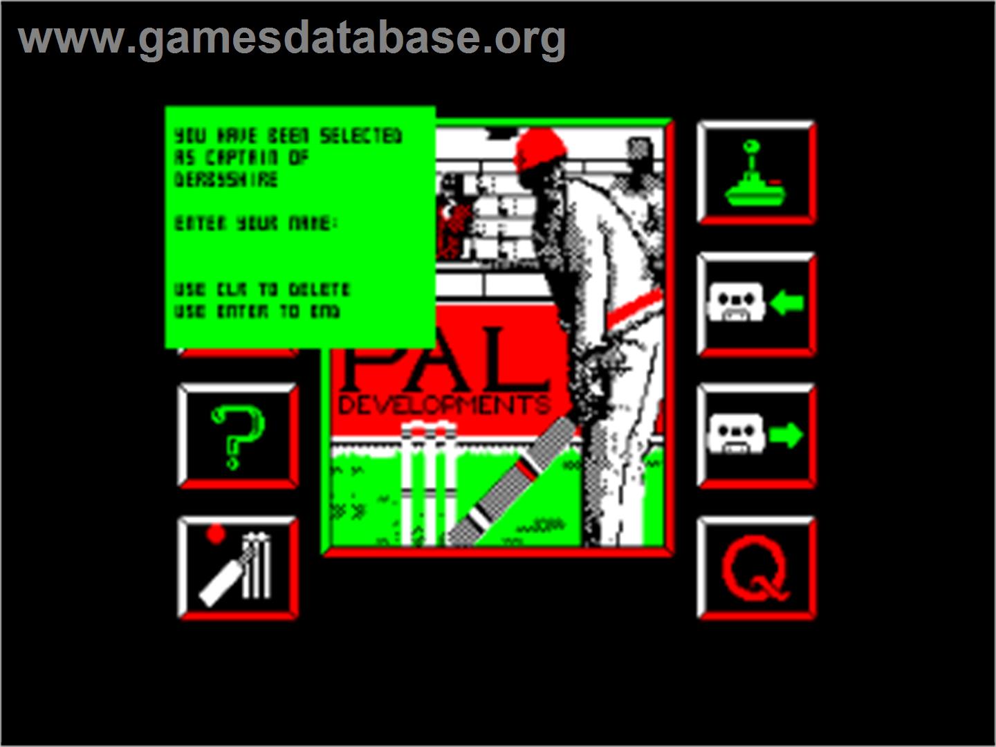 Cricket Captain (Hi-Tec) - Amstrad CPC - Artwork - Title Screen
