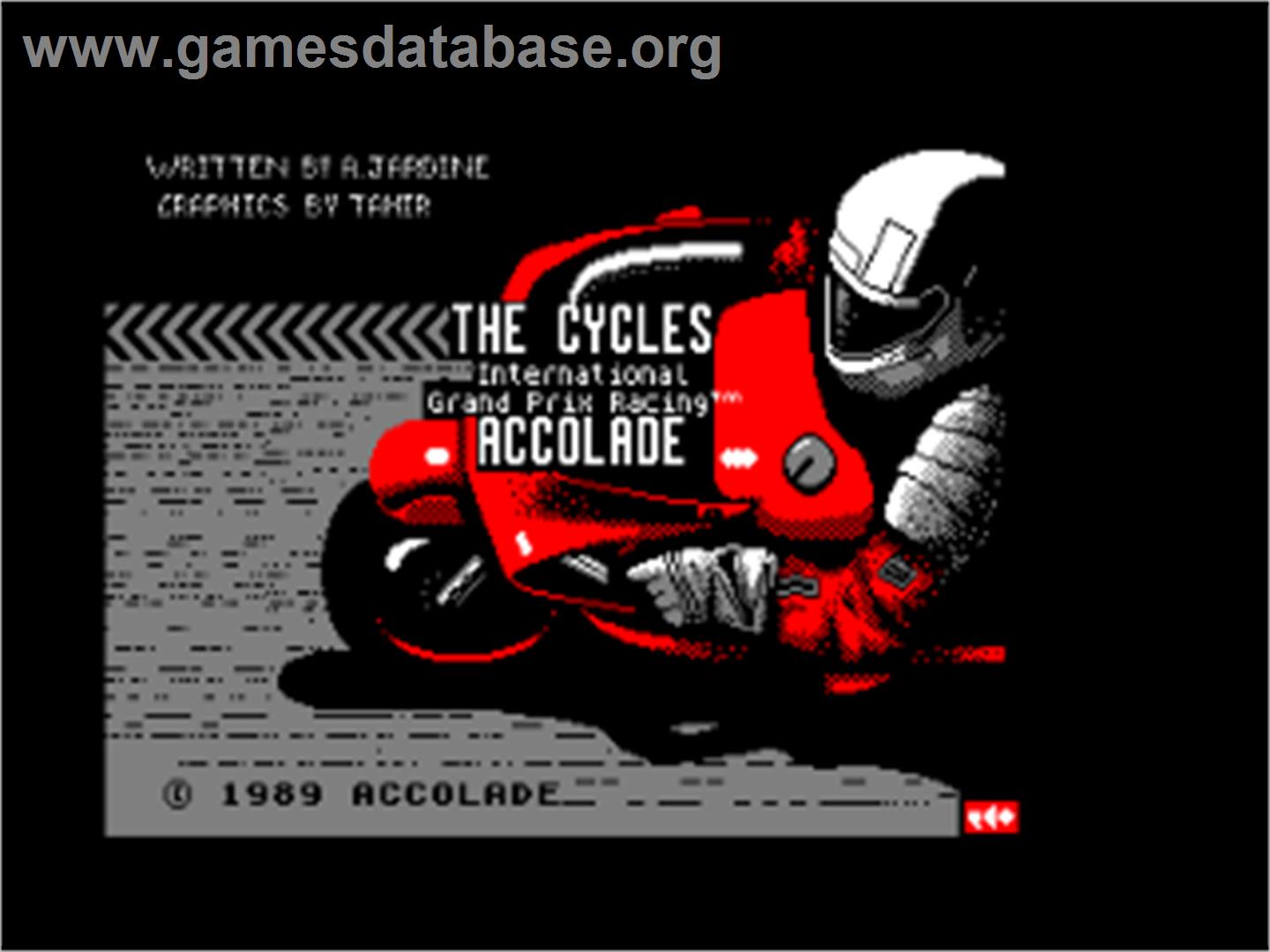 Cycles, The - International Grand Prix Racing - Amstrad CPC - Artwork - Title Screen