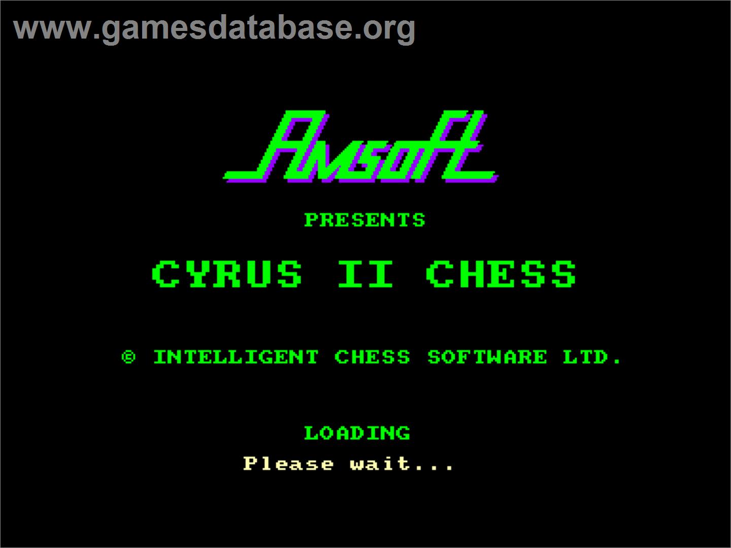 Cyrus 2 Chess - 3D Chess - Amstrad CPC - Artwork - Title Screen