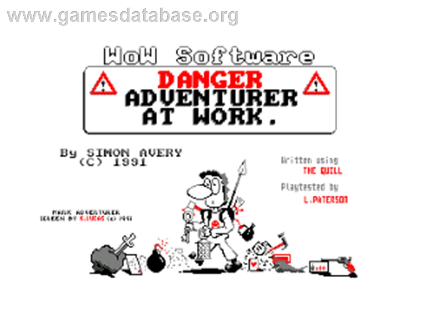 Danger! Adventurer At Work! - Amstrad CPC - Artwork - Title Screen