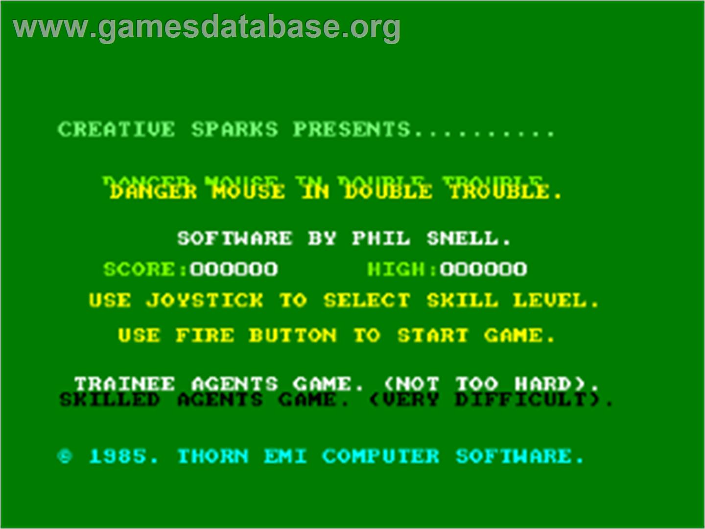 Danger Mouse in Double Trouble - Amstrad CPC - Artwork - Title Screen