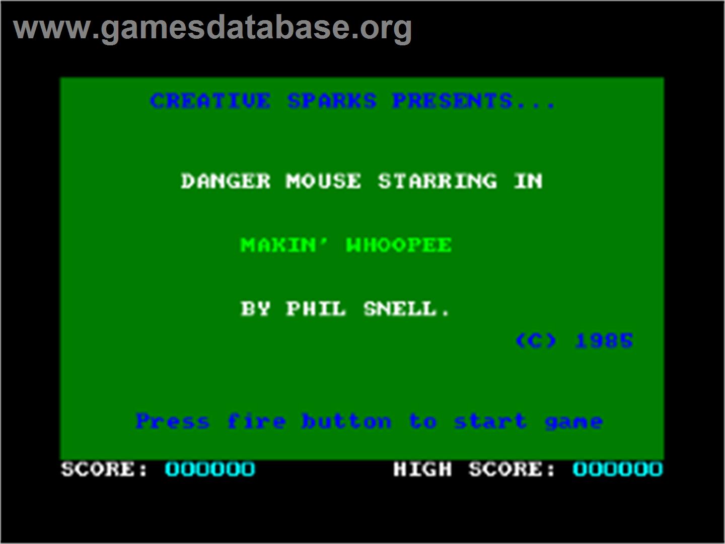 Danger Mouse in Making Whoopee! - Amstrad CPC - Artwork - Title Screen