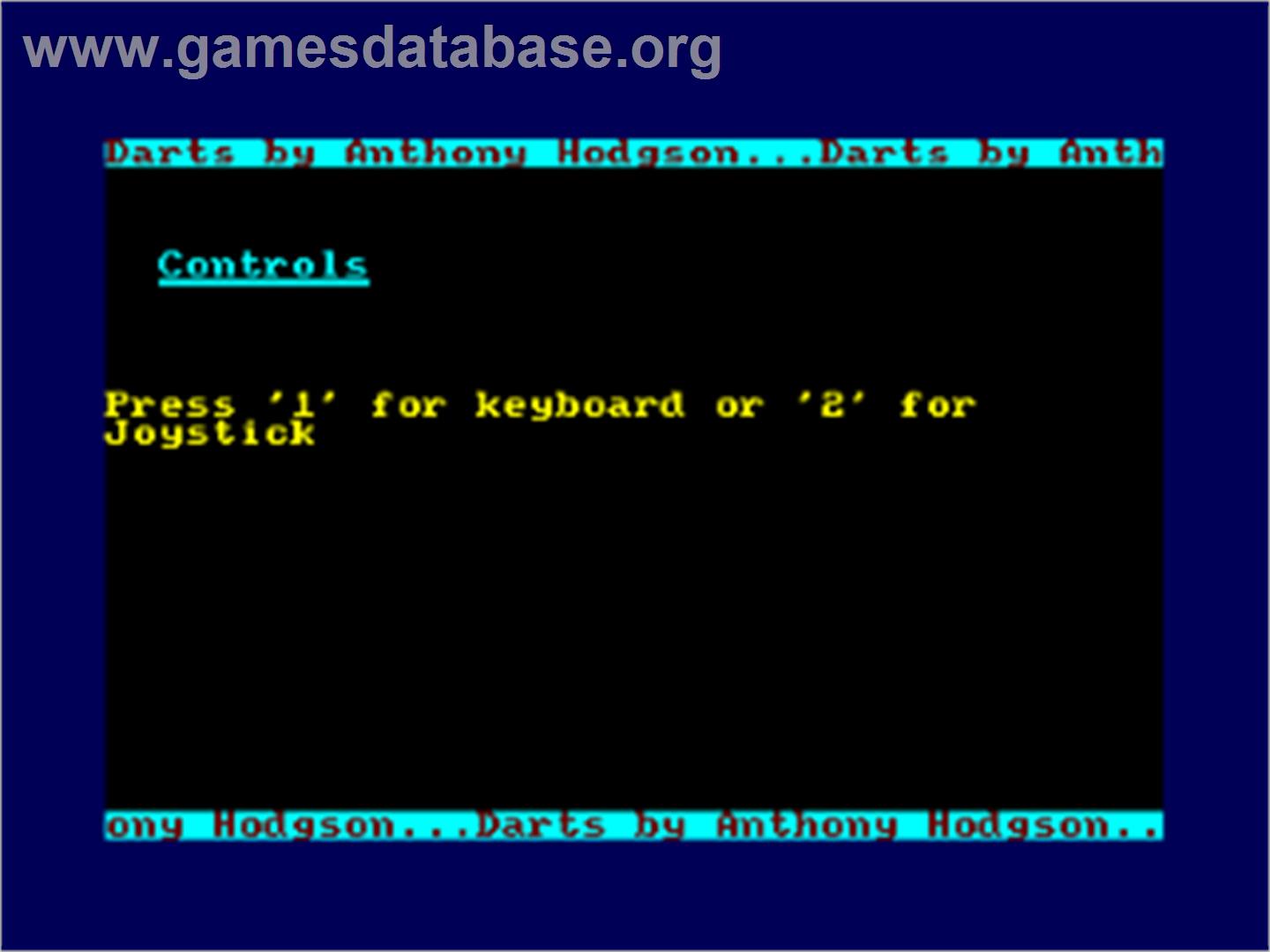 Darts (Alligata) - Amstrad CPC - Artwork - Title Screen