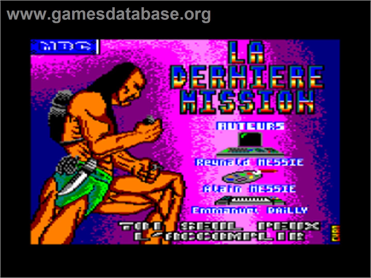 Dernière Mission, La - Amstrad CPC - Artwork - Title Screen