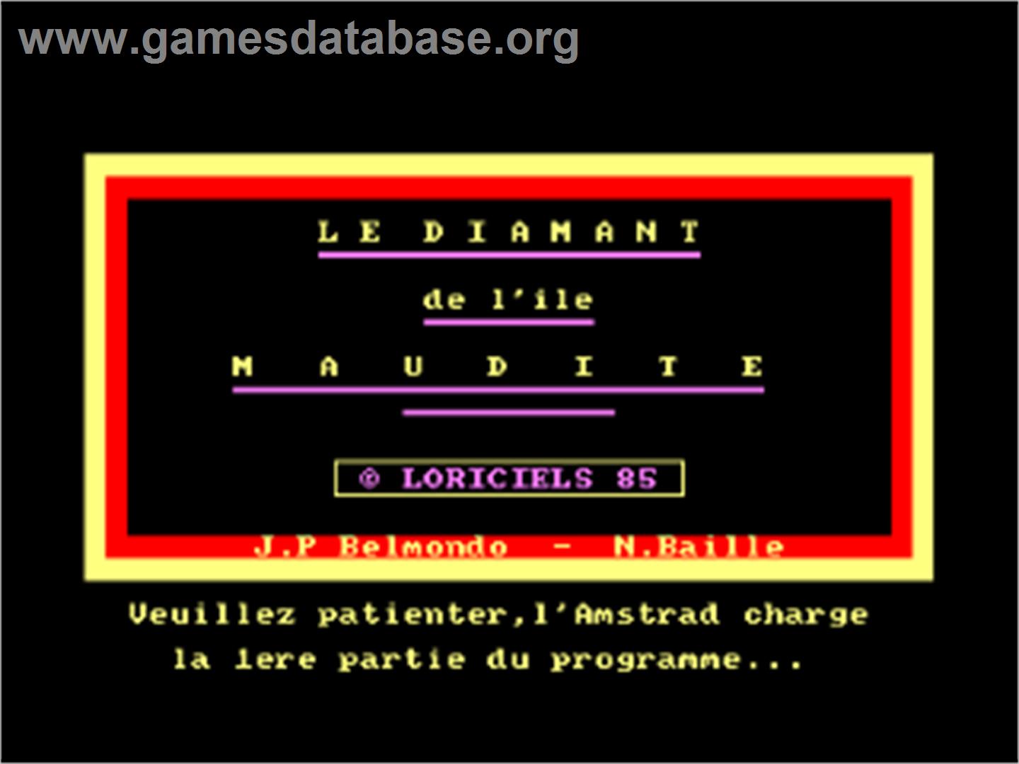 Diamant De L'ile Maudite, Le - Amstrad CPC - Artwork - Title Screen