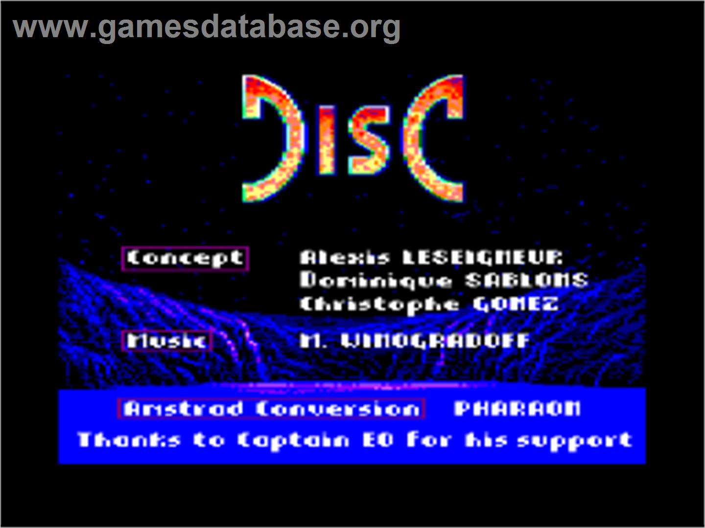 Disc - Amstrad CPC - Artwork - Title Screen