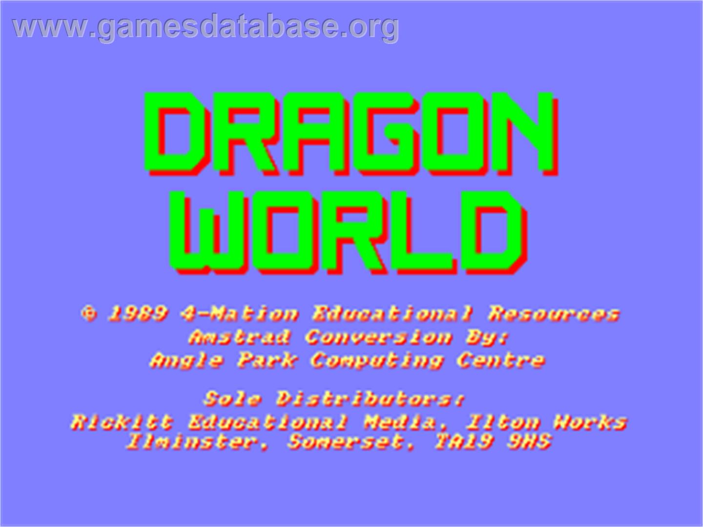 Dragon World - Amstrad CPC - Artwork - Title Screen