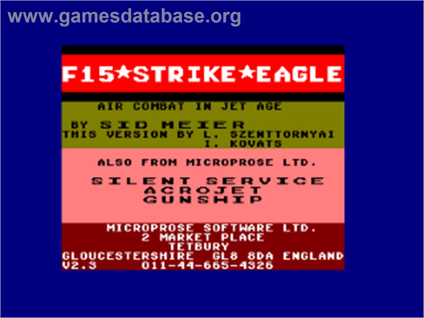 F-15 Strike Eagle - Amstrad CPC - Artwork - Title Screen