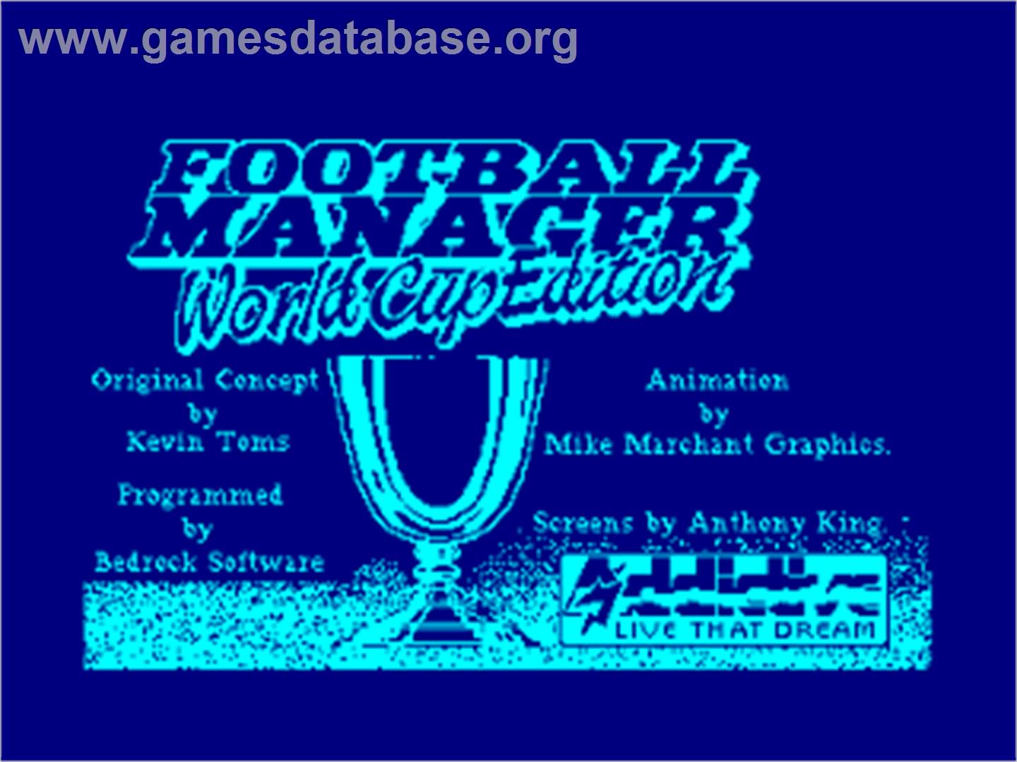 Football Manager - World Cup Edition - Amstrad CPC - Artwork - Title Screen