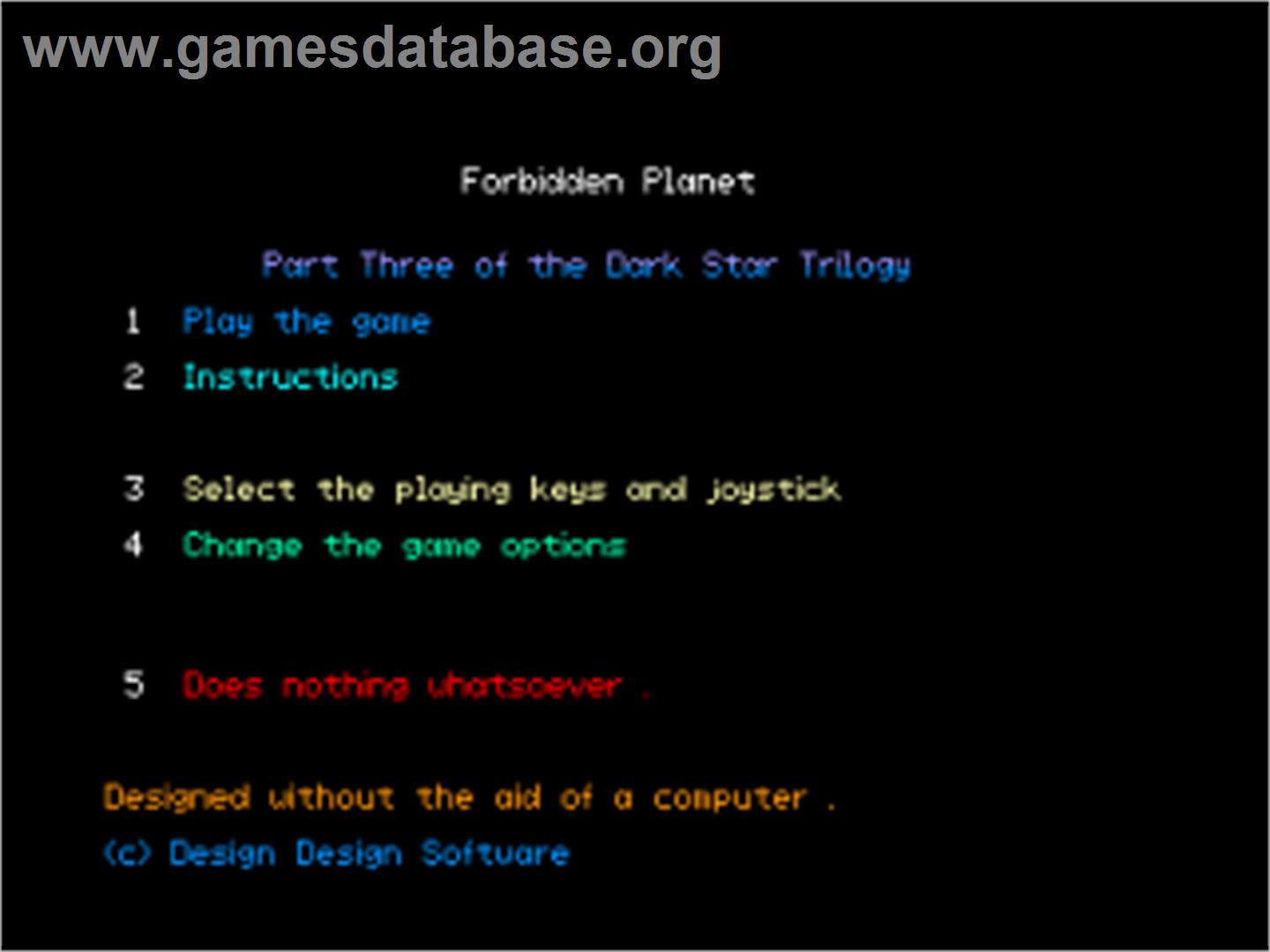 Forbidden Planet - Amstrad CPC - Artwork - Title Screen
