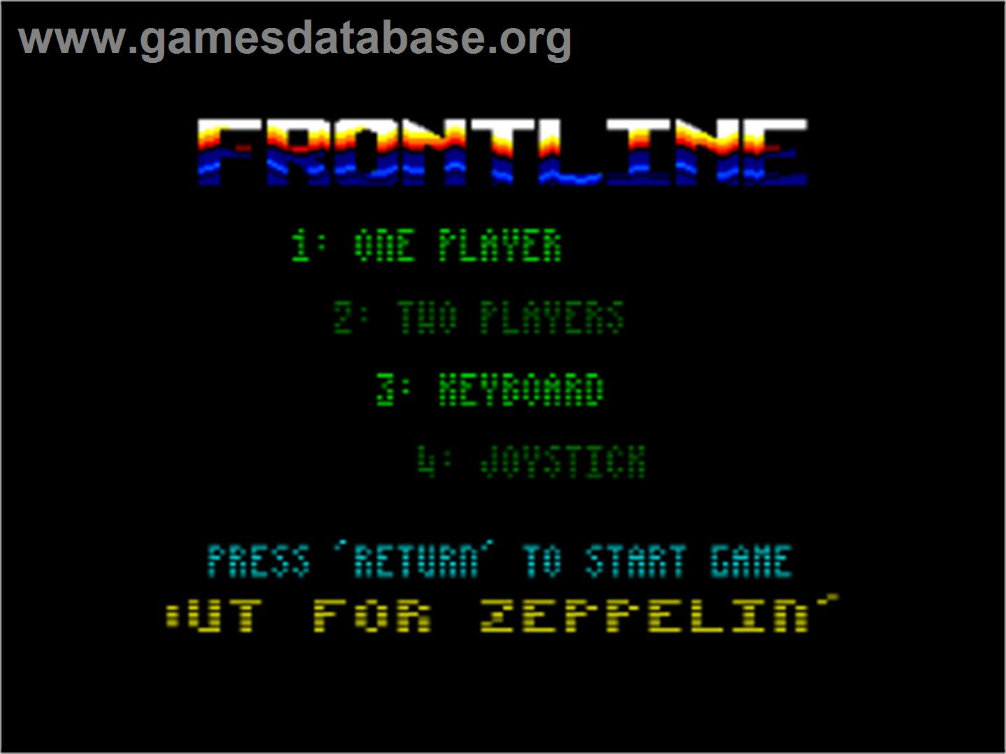 Frontline - Amstrad CPC - Artwork - Title Screen