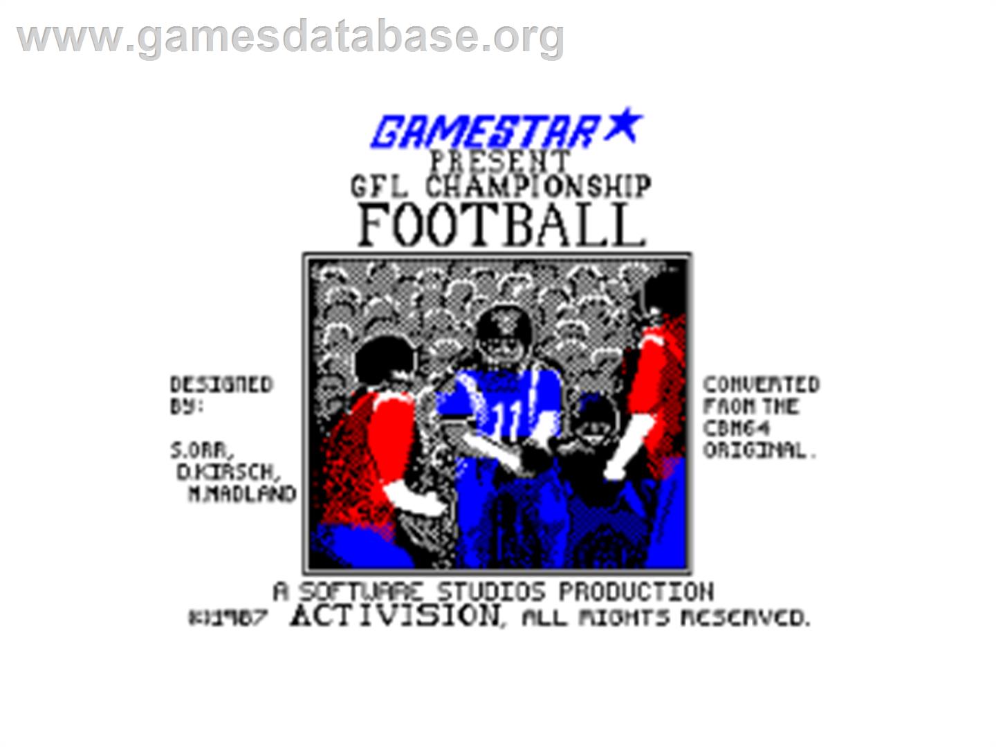 GFL Championship Football - Amstrad CPC - Artwork - Title Screen