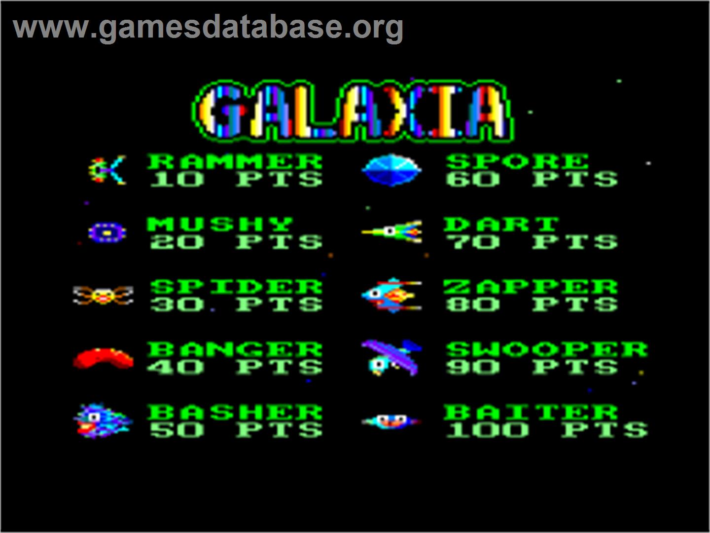 Galaxia - Amstrad CPC - Artwork - Title Screen