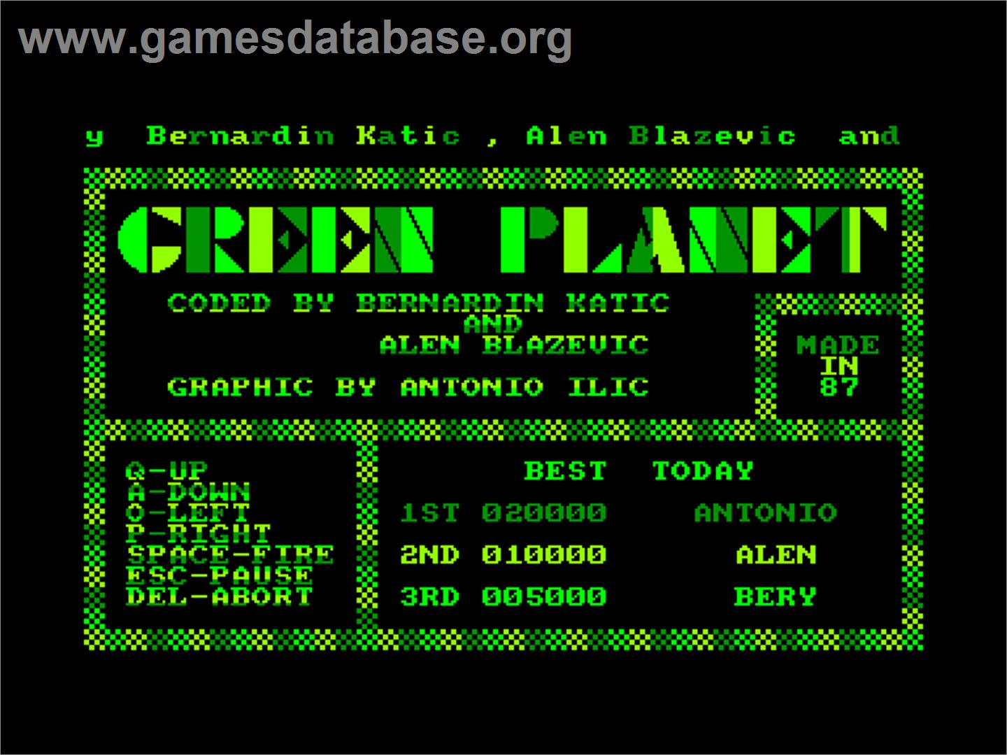 Green Planet - Amstrad CPC - Artwork - Title Screen