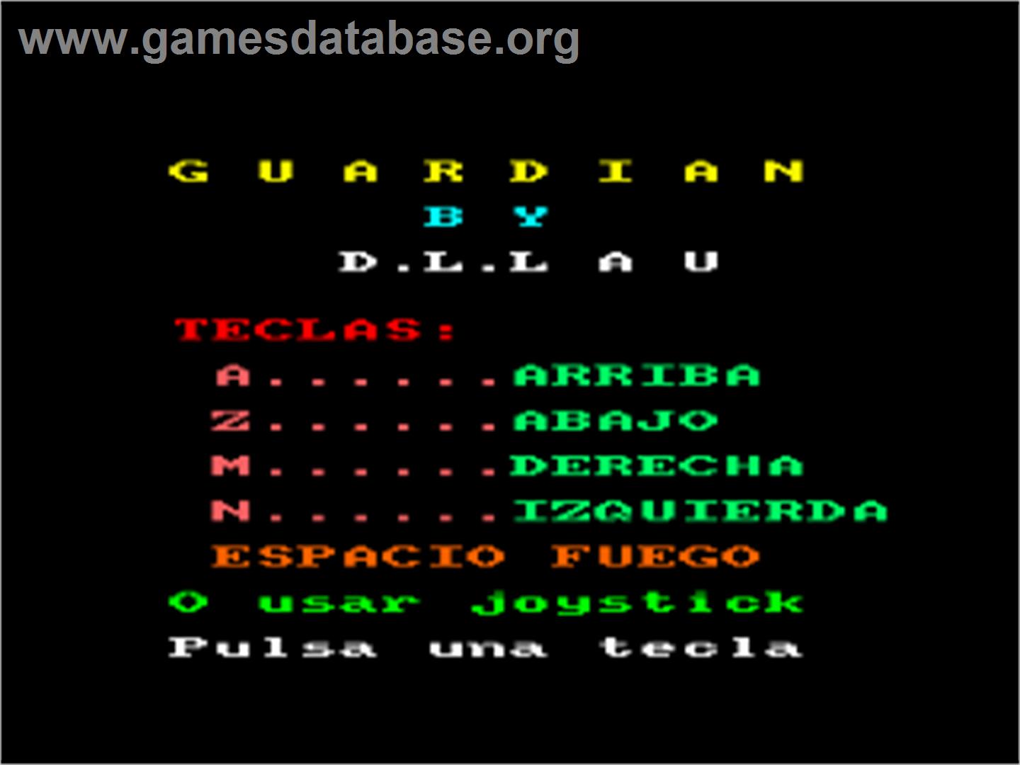 Guardian - Amstrad CPC - Artwork - Title Screen