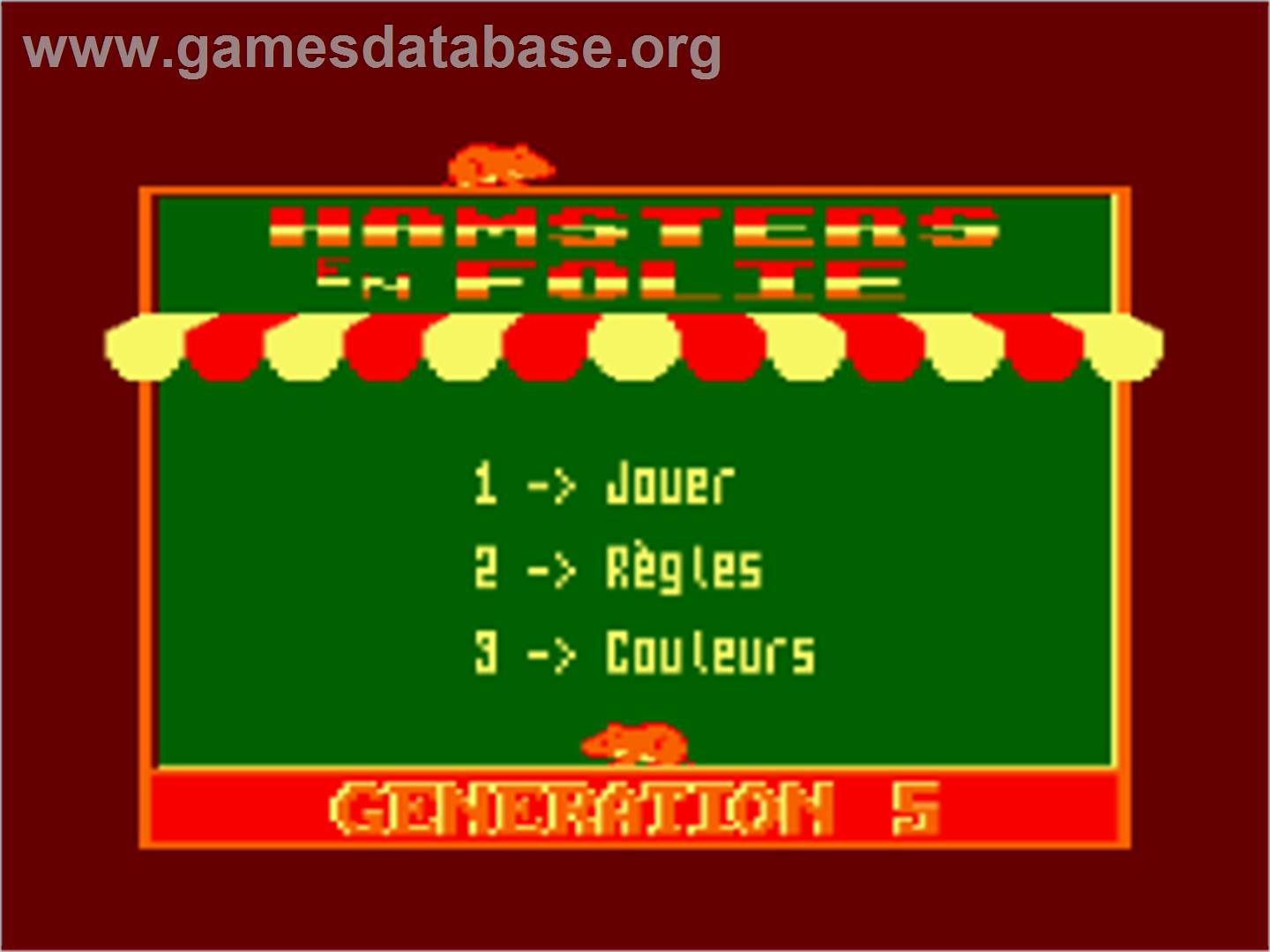 Hamsters En Folie - Amstrad CPC - Artwork - Title Screen