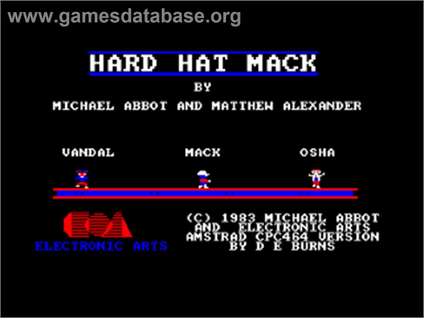Hard Hat Mack - Amstrad CPC - Artwork - Title Screen