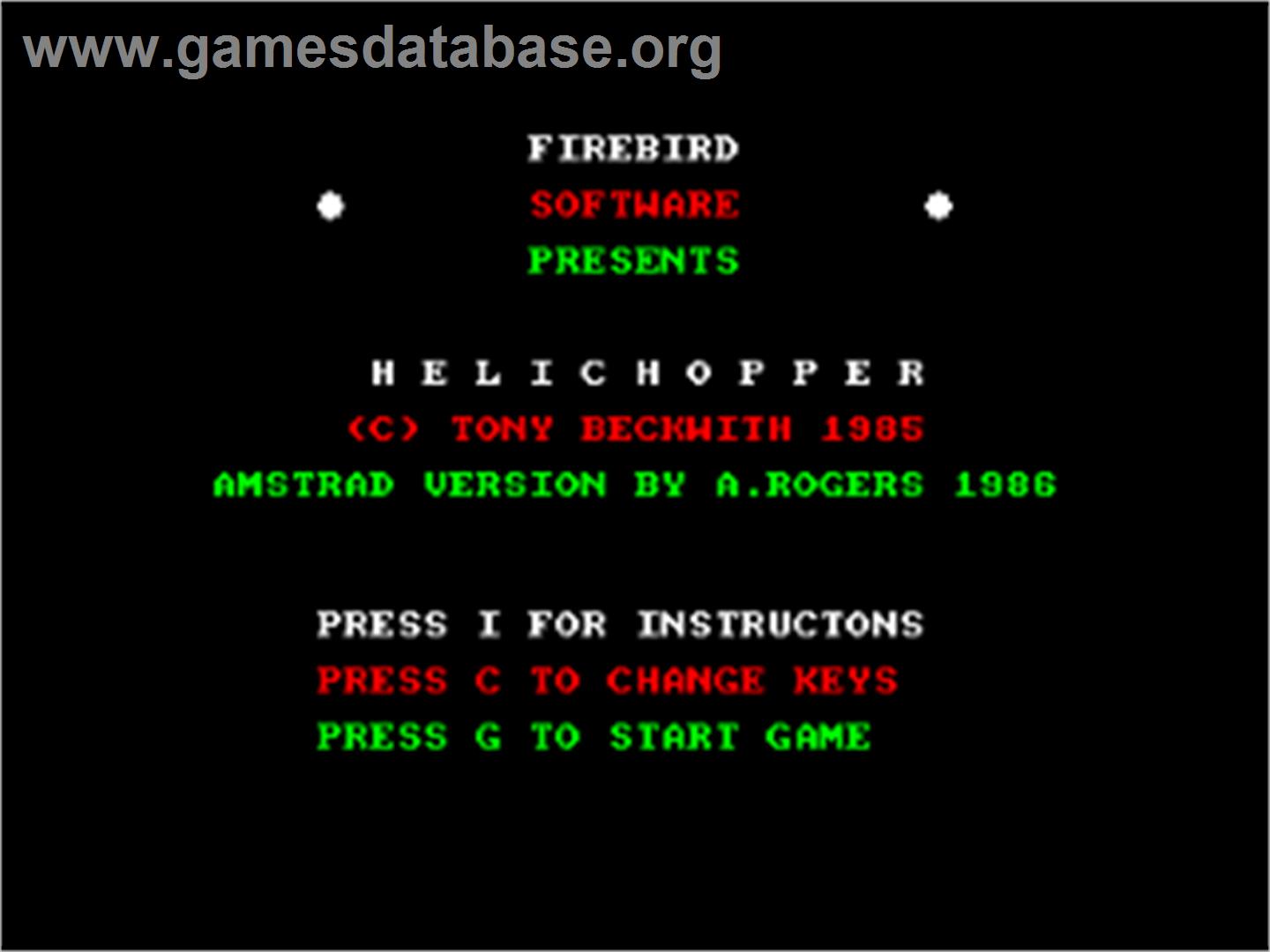 Helichopper - Amstrad CPC - Artwork - Title Screen