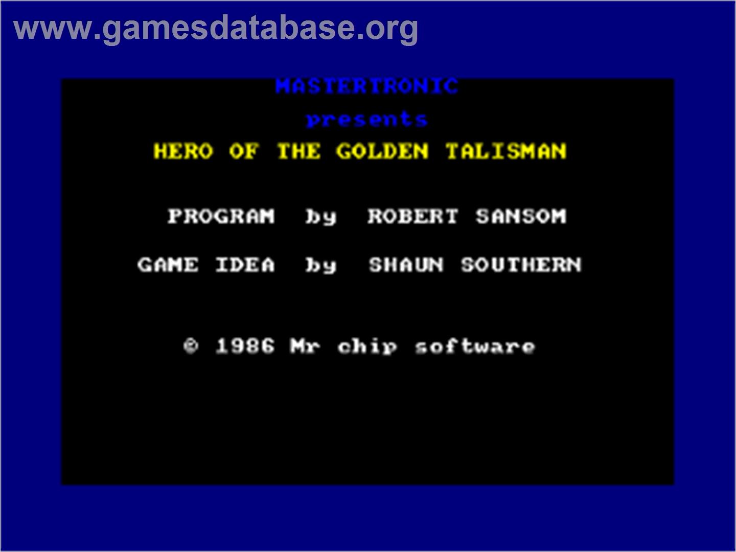 Hero of the Golden Talisman - Amstrad CPC - Artwork - Title Screen