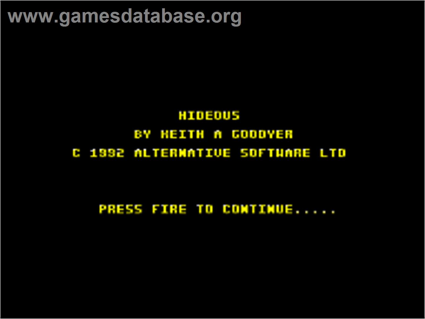 Hideous - Amstrad CPC - Artwork - Title Screen