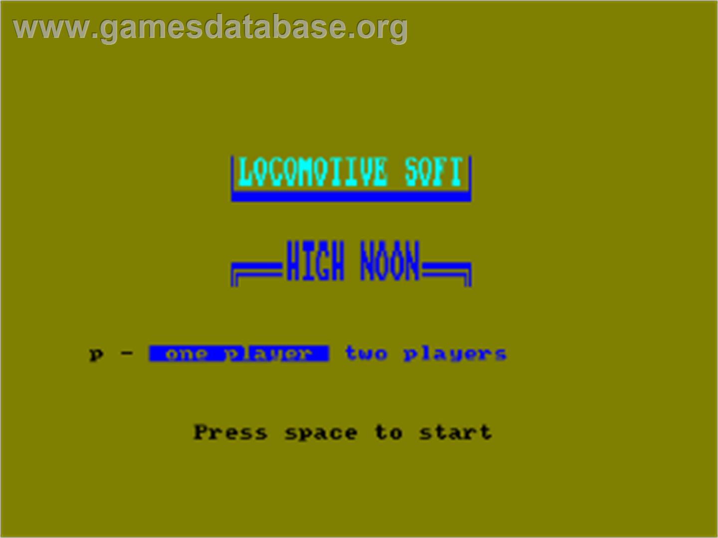 High Noon - Amstrad CPC - Artwork - Title Screen
