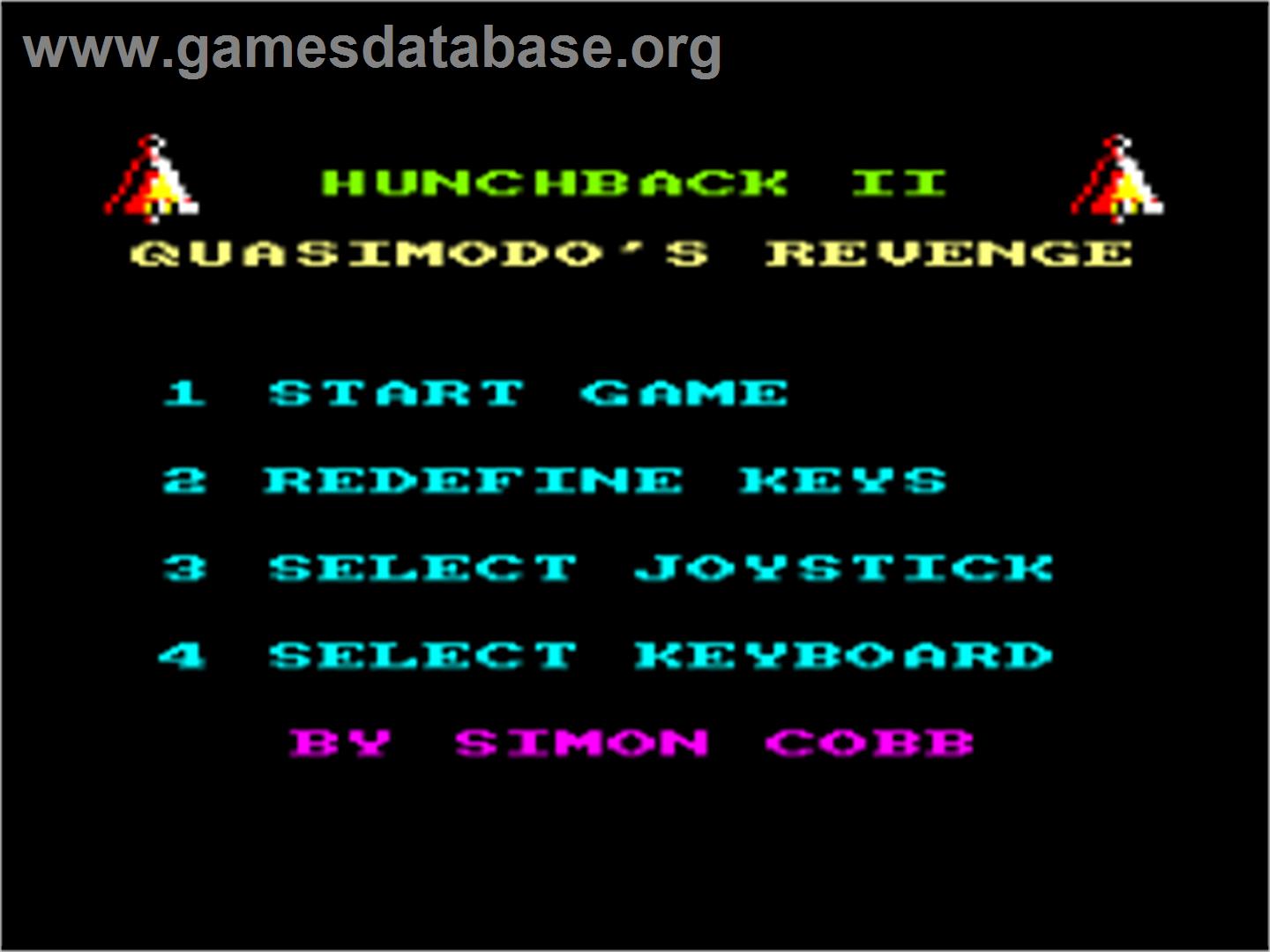 Hunchback 2 - Quasimodo's Revenge - Amstrad CPC - Artwork - Title Screen