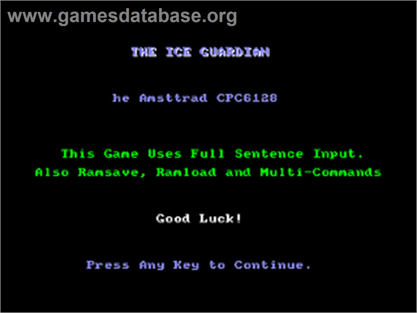 Ice Guardian, The - Amstrad CPC - Artwork - Title Screen