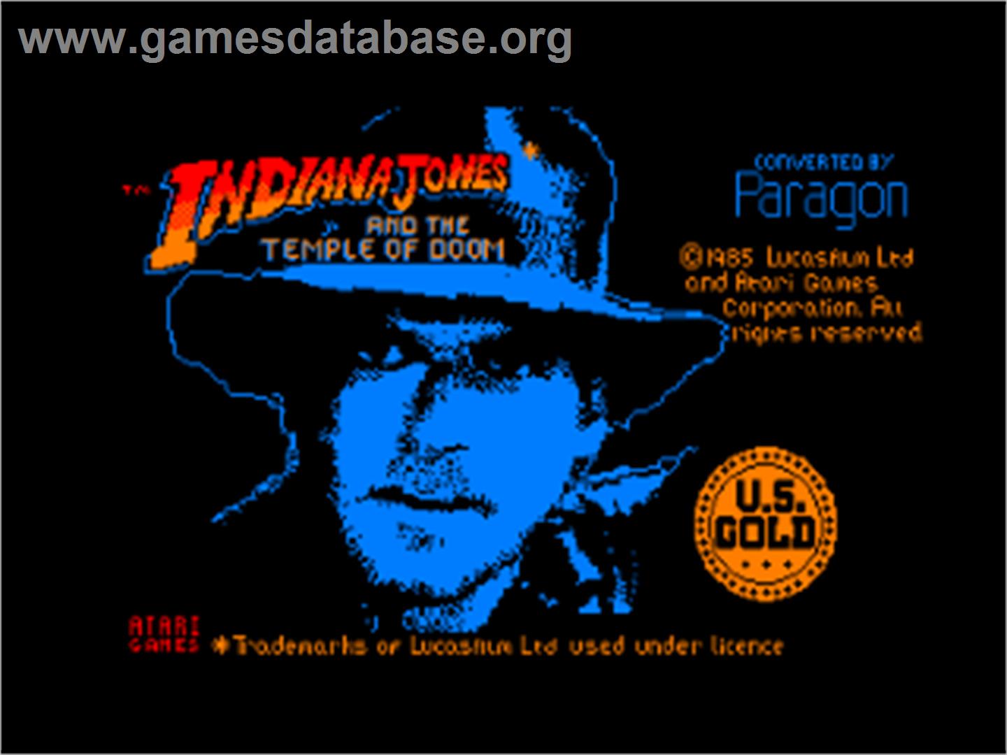 Indiana Jones And The Temple Of Doom - Amstrad CPC - Artwork - Title Screen