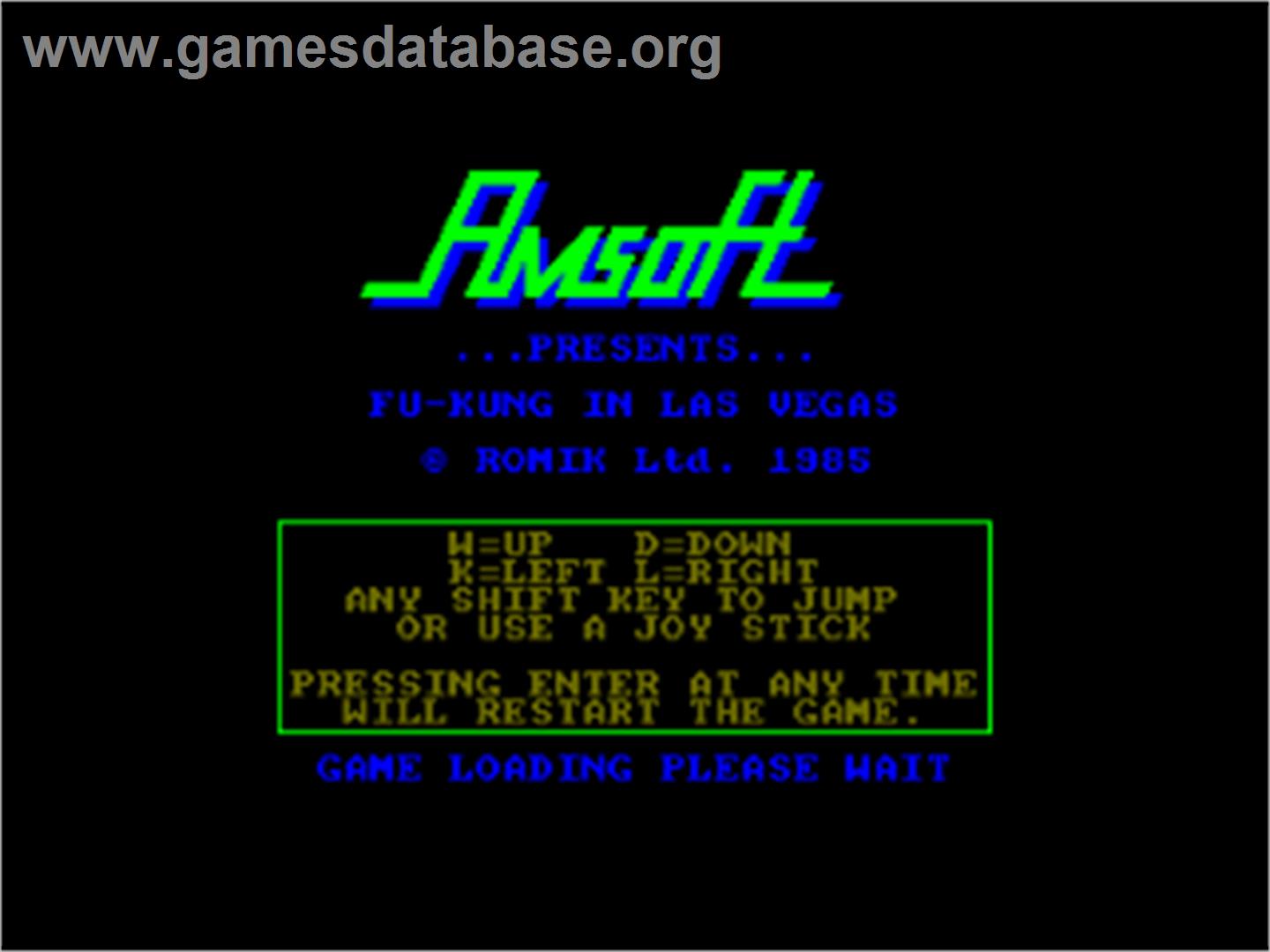Inheritance: Panic in Las Vegas - Amstrad CPC - Artwork - Title Screen