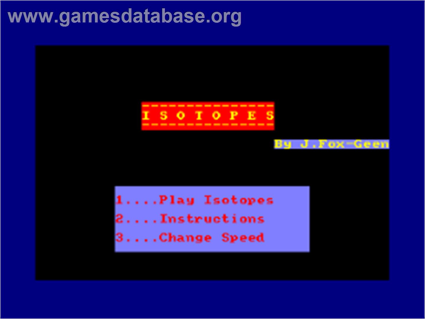 Isotopes - Amstrad CPC - Artwork - Title Screen