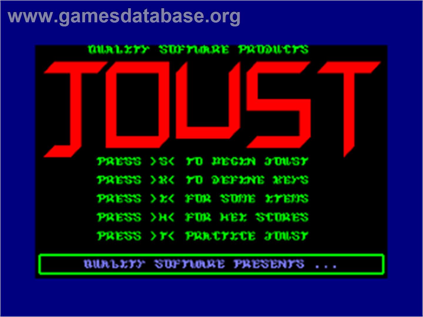 Joust - Amstrad CPC - Artwork - Title Screen