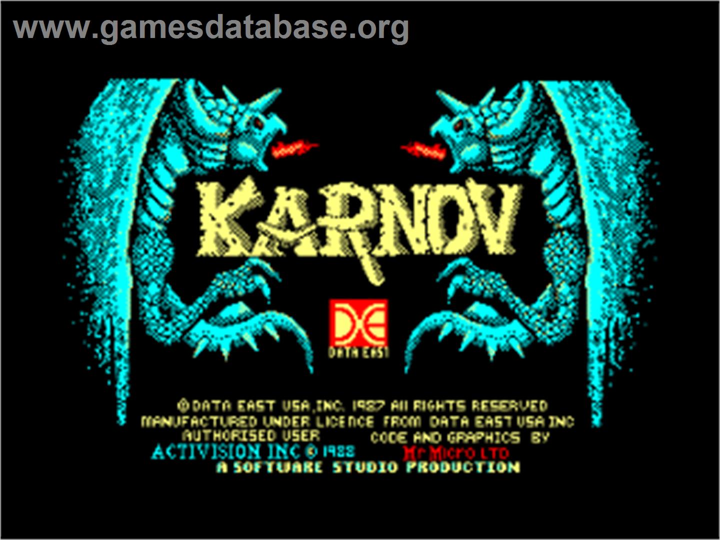 Karnov - Amstrad CPC - Artwork - Title Screen