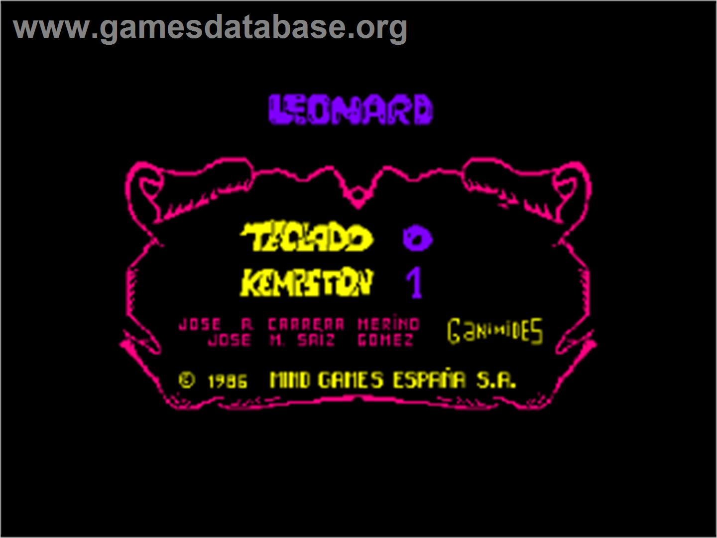 King Leonard - Amstrad CPC - Artwork - Title Screen
