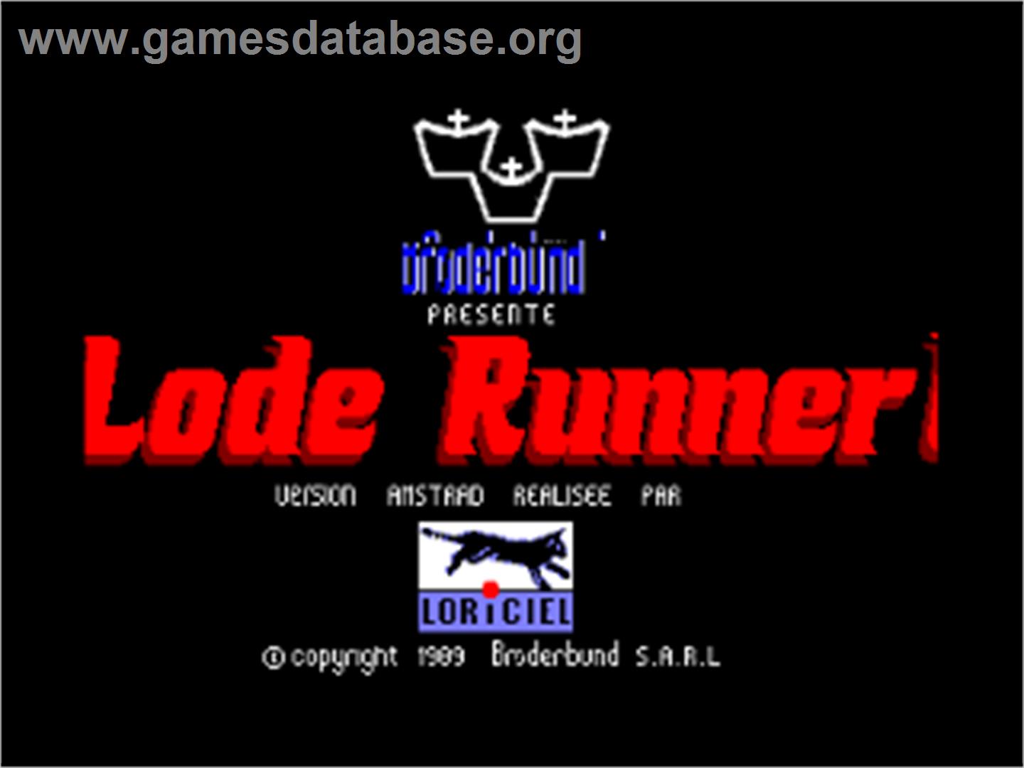 Lode Runner - Amstrad CPC - Artwork - Title Screen