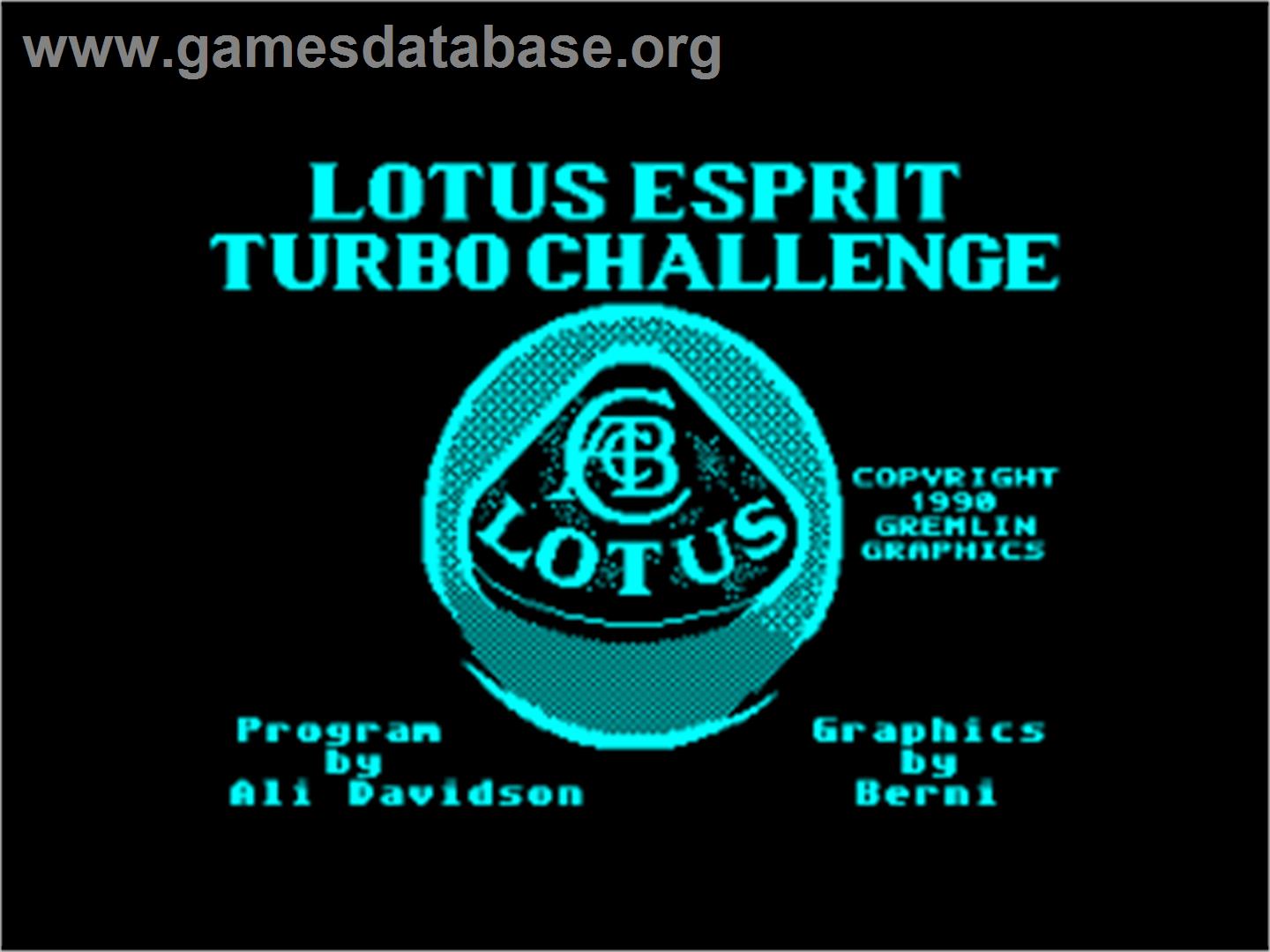 Lotus Esprit Turbo Challenge - Amstrad CPC - Artwork - Title Screen