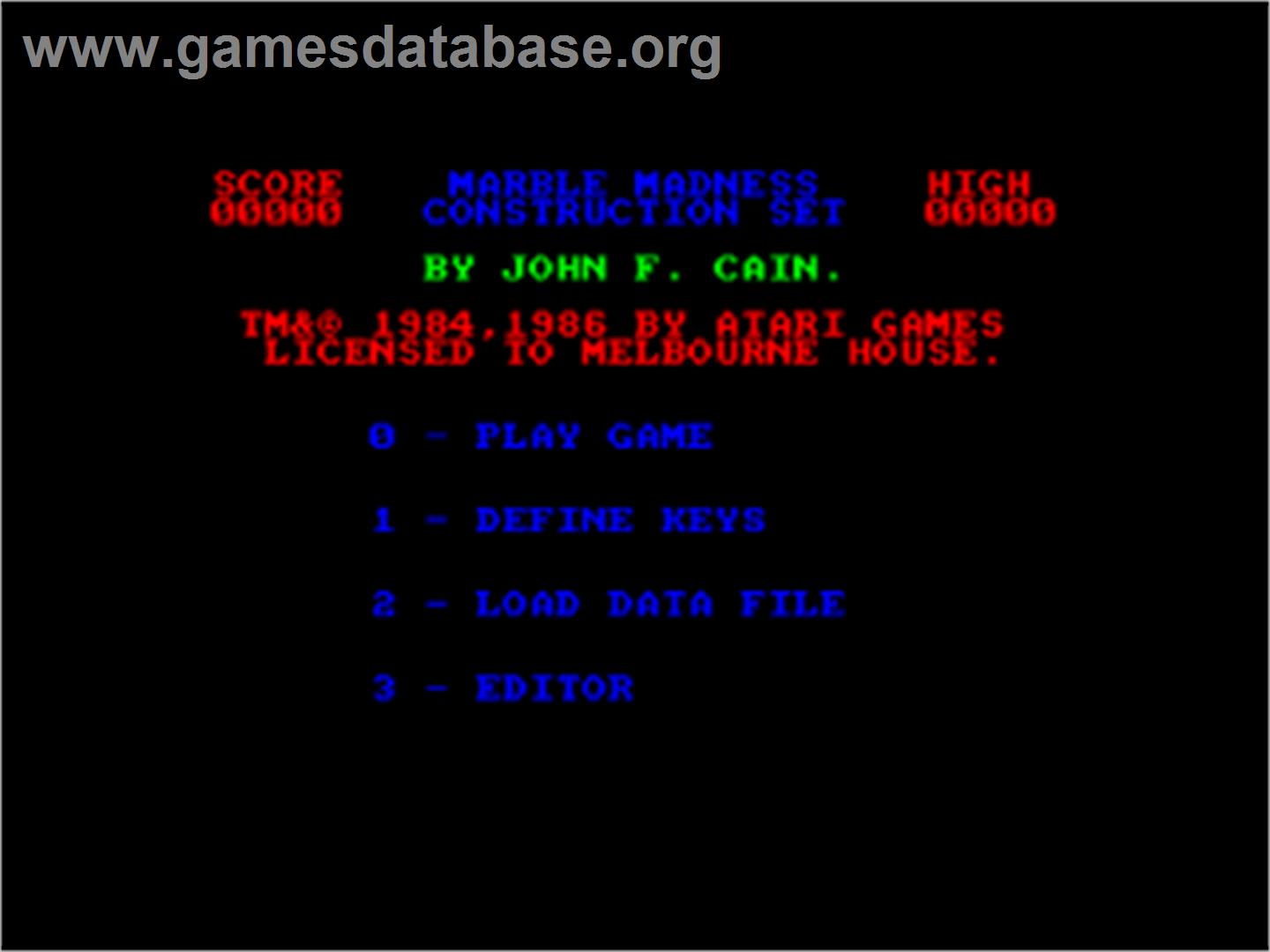 Marble Madness Construction Set - Amstrad CPC - Artwork - Title Screen