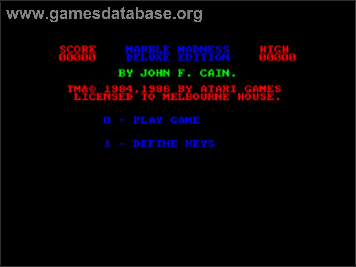 Marble Madness Deluxe Edition - Amstrad CPC - Artwork - Title Screen