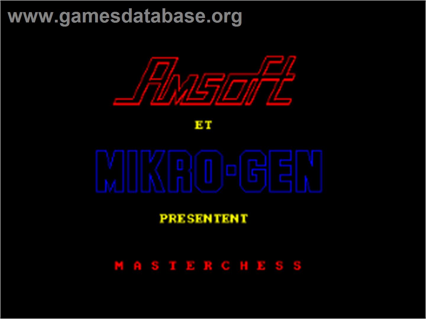 Master Chess (Mastertronic) - Amstrad CPC - Artwork - Title Screen