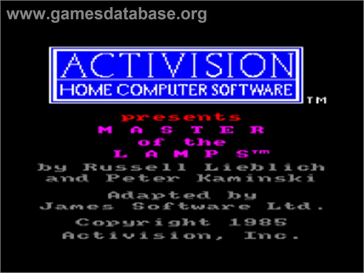 Master of the Lamps - Amstrad CPC - Artwork - Title Screen