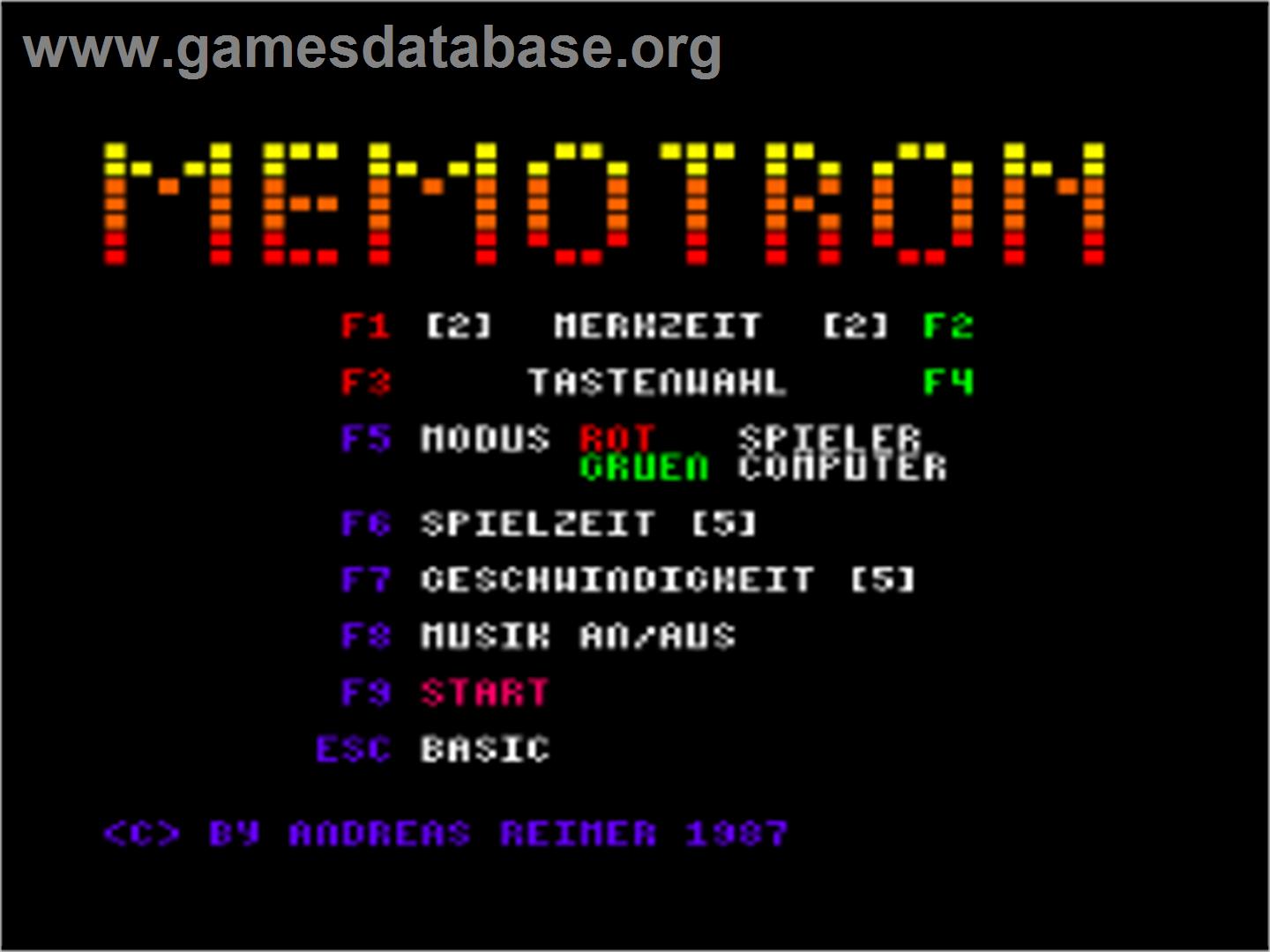 Memotron - Amstrad CPC - Artwork - Title Screen