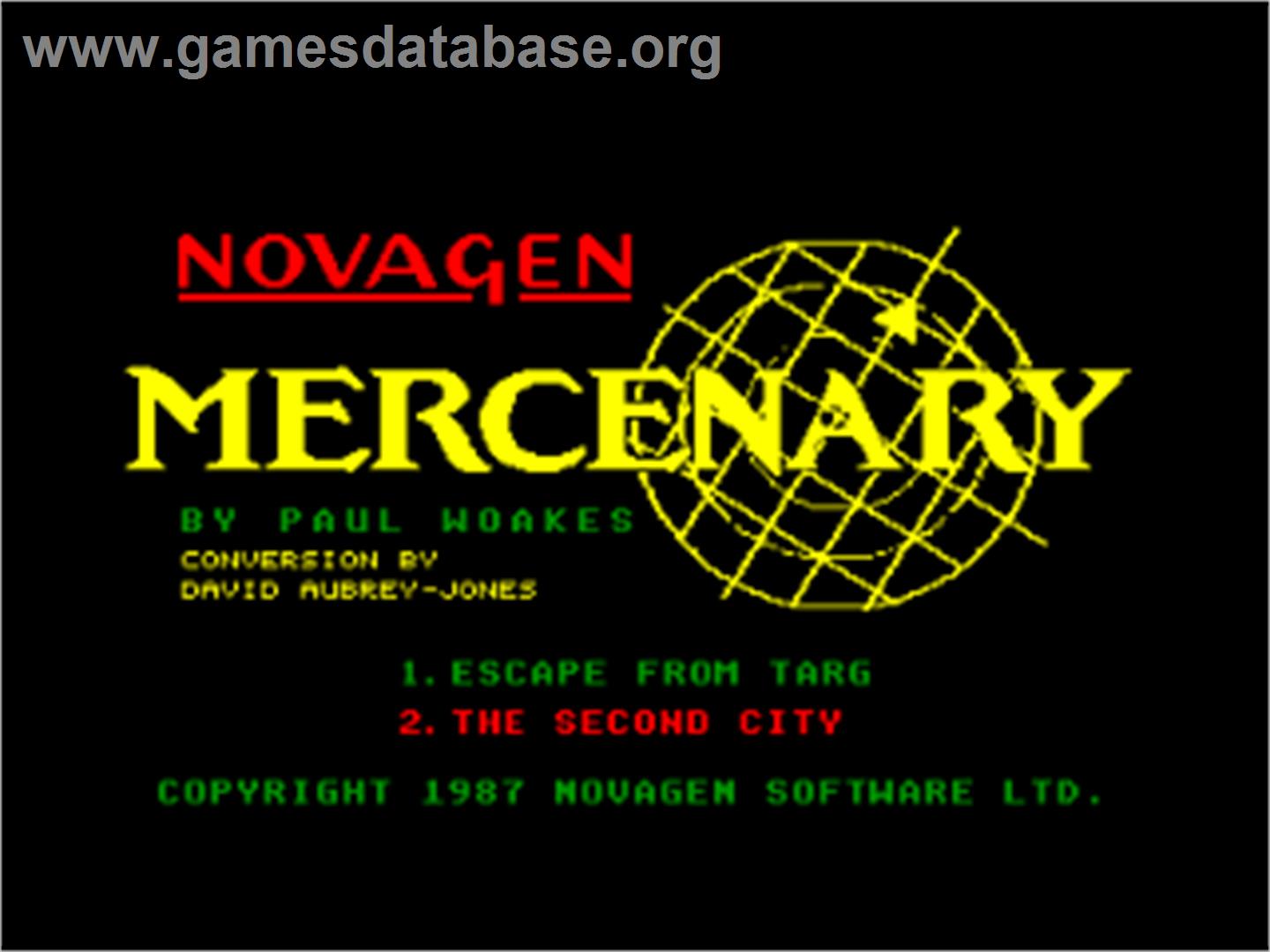 Mercenary - Amstrad CPC - Artwork - Title Screen