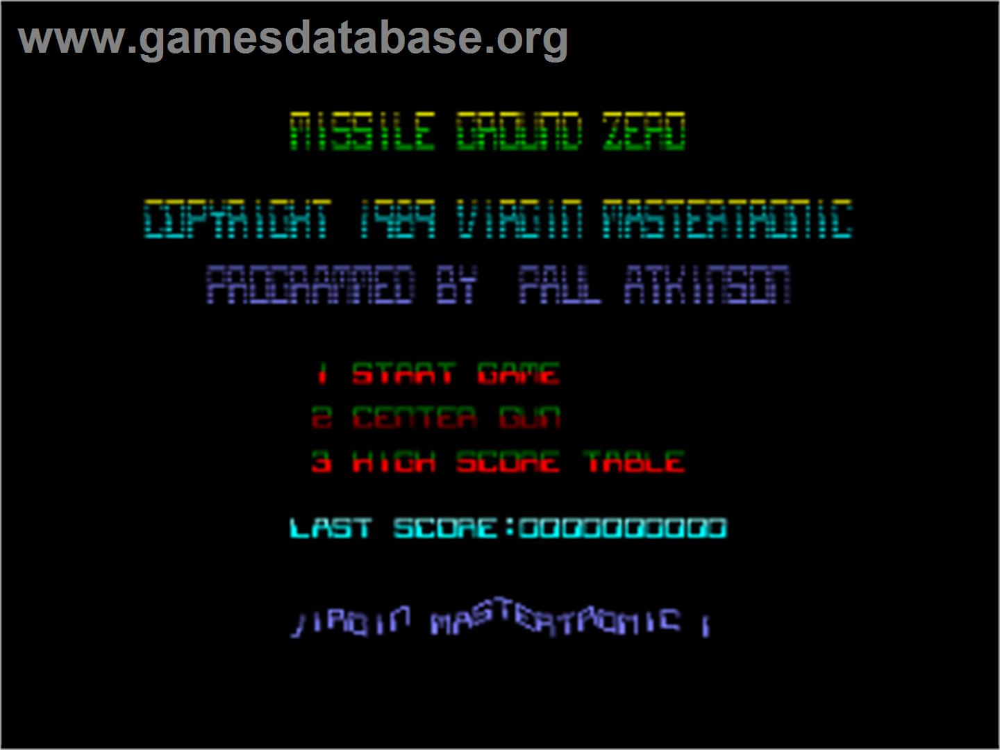 Missile Ground Zero - Amstrad CPC - Artwork - Title Screen