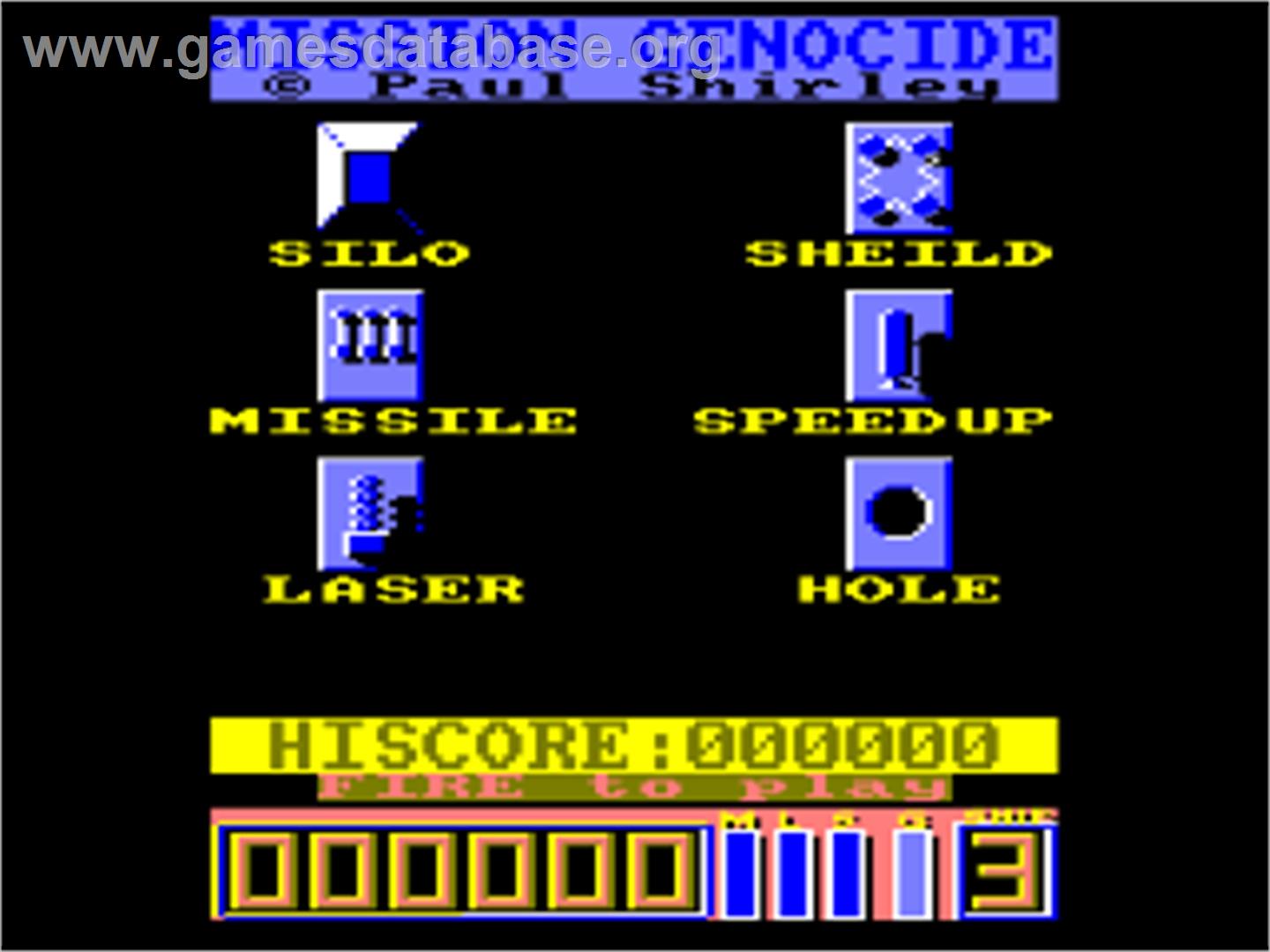 Mission Genocide - Amstrad CPC - Artwork - Title Screen
